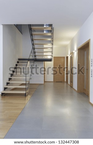 Designers interior - Corridor and stairs in modern house