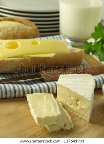 Bread, cheese and milk for light vegetarian meal