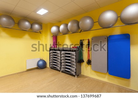Gym with special equipment use in fitness