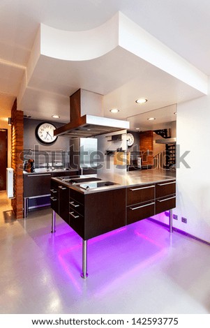 New modern kitchen appliance with neon lights