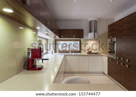 Spacious Modern Kitchen Interior With New Appliances