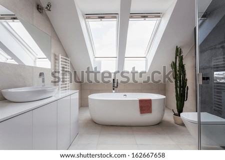 Urban Apartment - White Bathroom At The Attic
