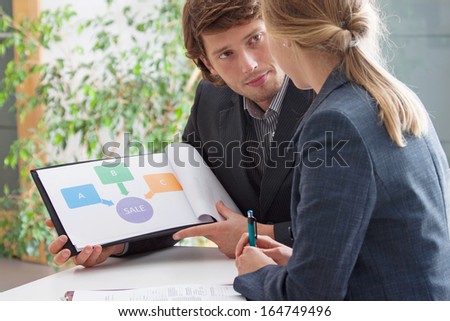 Couple with chart at the business meeting