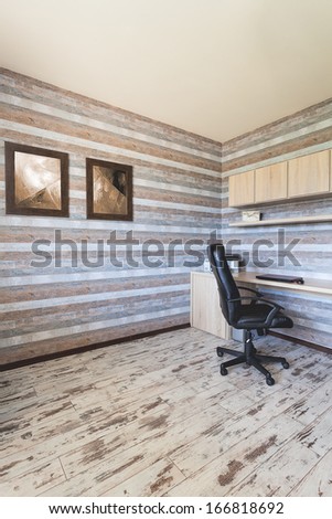 Urban Apartment - Office With Striped Wallpaper, Vertical