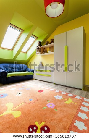 Urban apartment - colorful room on the attic