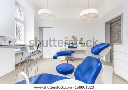 Interior of a dentist room and seat