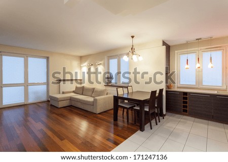 Spacious Apartment - Living Room With Bright Couch