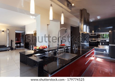 Kitchen appliance, counter, sink and cooker