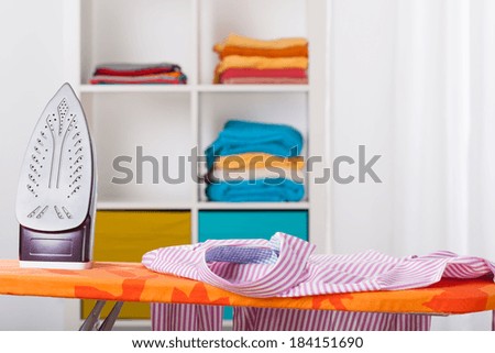 Ironing, washing and cleaning at home, horizontal