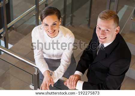 Co-workers during small talk in business centre