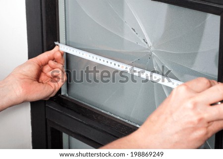 Measuring dimension of broken window before a repairing