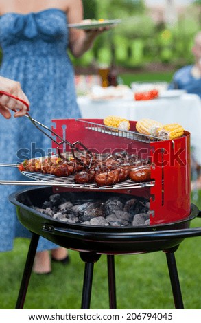 Good summer barbecue garden party with friends