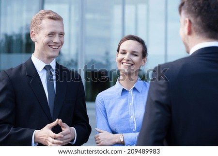 Group of business people during small talk