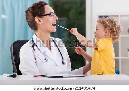 Little boy during medical appointment at pediatrician\'s office