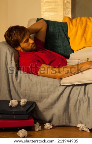 Student sleeping instead of learning for exam