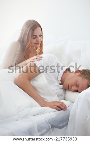 Morning in bed in a white bedroom