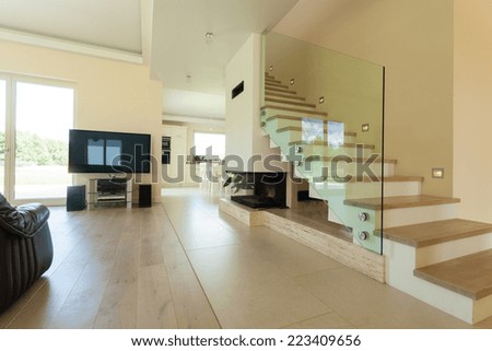 Horizontal interior of modern and bright house