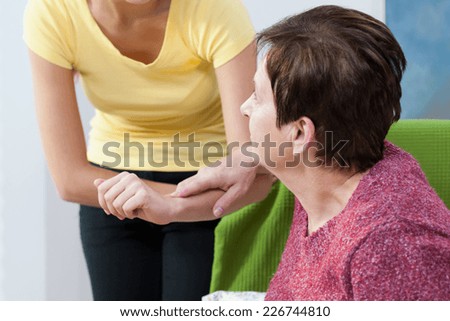 Adult woman needs to help during standing