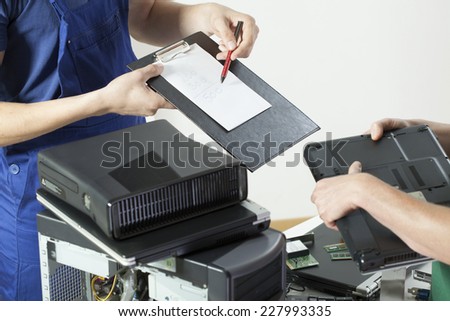 Close-up of client at professional computer service