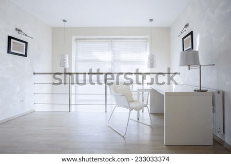 Horizontal view of small private office at home