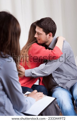 Vertical view of happy couple during therapy