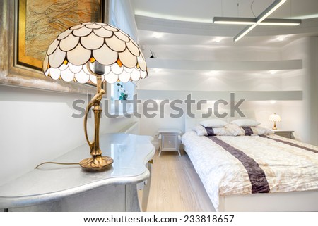 Big luxury bedroom with cristal small lamp