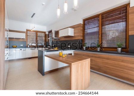 New stylish dining room in big residence