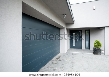 Horizontal view of house with the garage