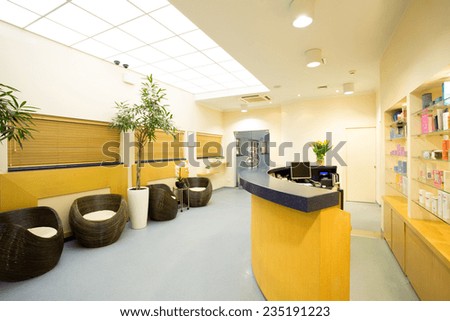 Reception and hall in luxury beauty center