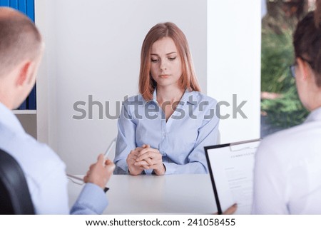 The girl is stressing on the job interview