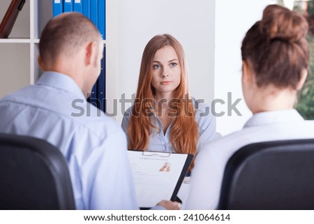 Young girl focused on job interview