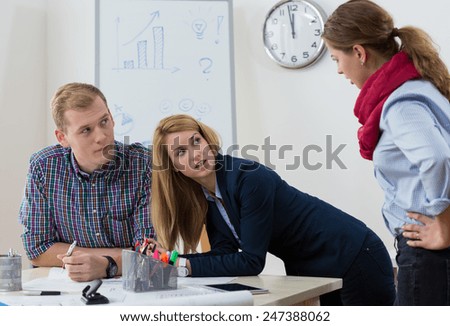 Workers at office having argument at workplace