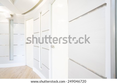 View of white corridor in modern house