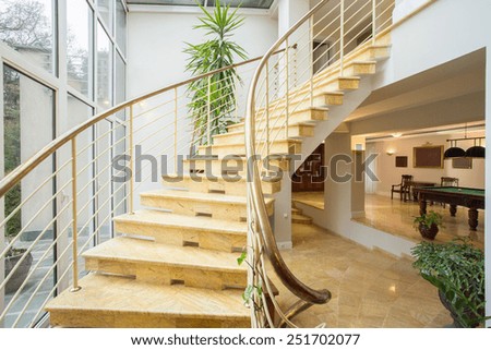 View of marble stairs inside expensive house