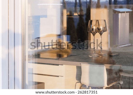 Interior of luxury house - view from the window