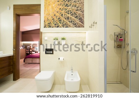 Luxury hotel room with beauty private toilet