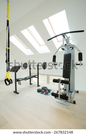 Big home gym in modern luxury house