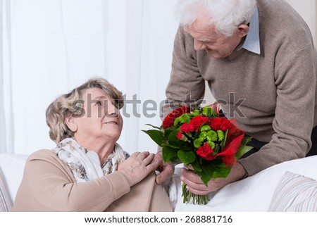 Happy senior couple having golden wedding anniversary