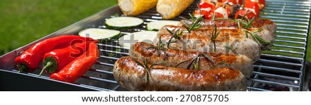 Summer barbecue in the garden with yummy food