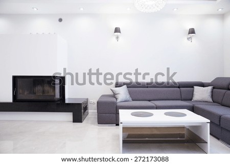 Photo of white and grey simple living room