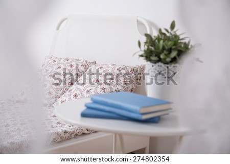 Close-up of cozy bedroom for teenage girl