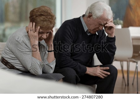 Photo of two elderly people having conflict in marriage