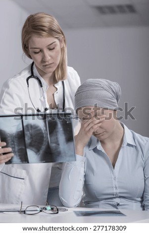 Image of crying woman having brain tumor