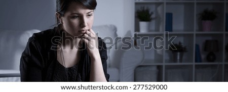 Lonely abandoned woman being alone at home