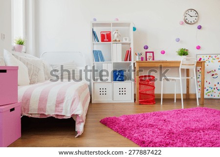 Horizontal view of room design for schoolgirl
