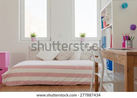 Interior of beauty pastel room for schoolchild