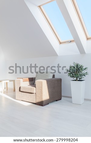 Big comfortable chair in white sunny room