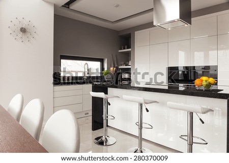 Contemporary decor of new kitchen in expensive house