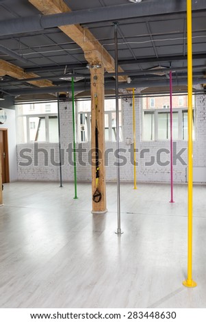 Picture of color pylons in pole dance class