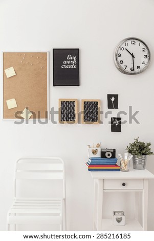 Pin board on wall in modern study space